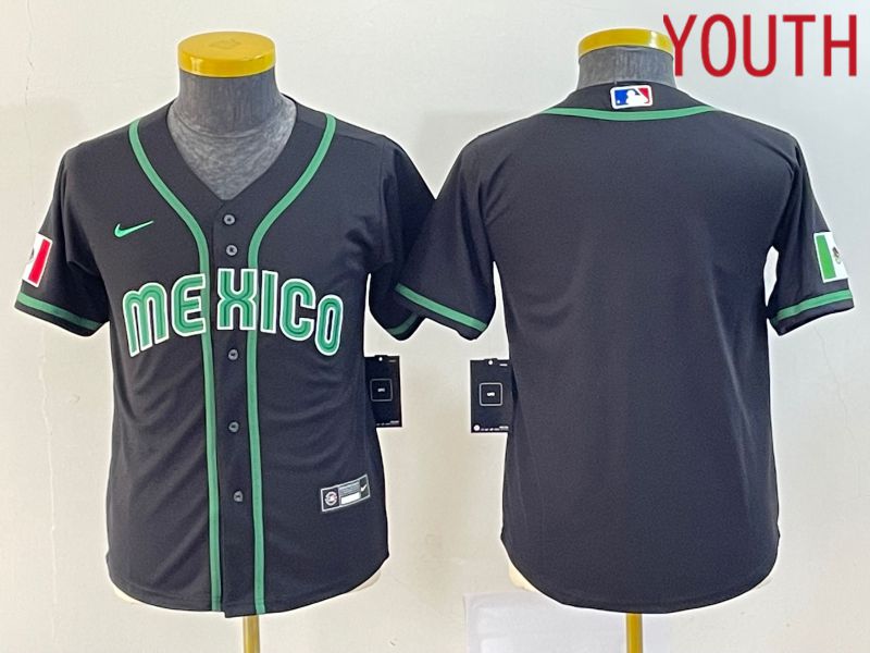 Youth 2023 World Cub Mexico Blank Black Nike MLB Jersey12